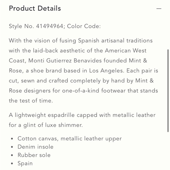 Anthropologie Mint & Rose Amalfi Espadrilles Navy Blue Metallic Cap Toe Size 8 - Picture 14 of 16